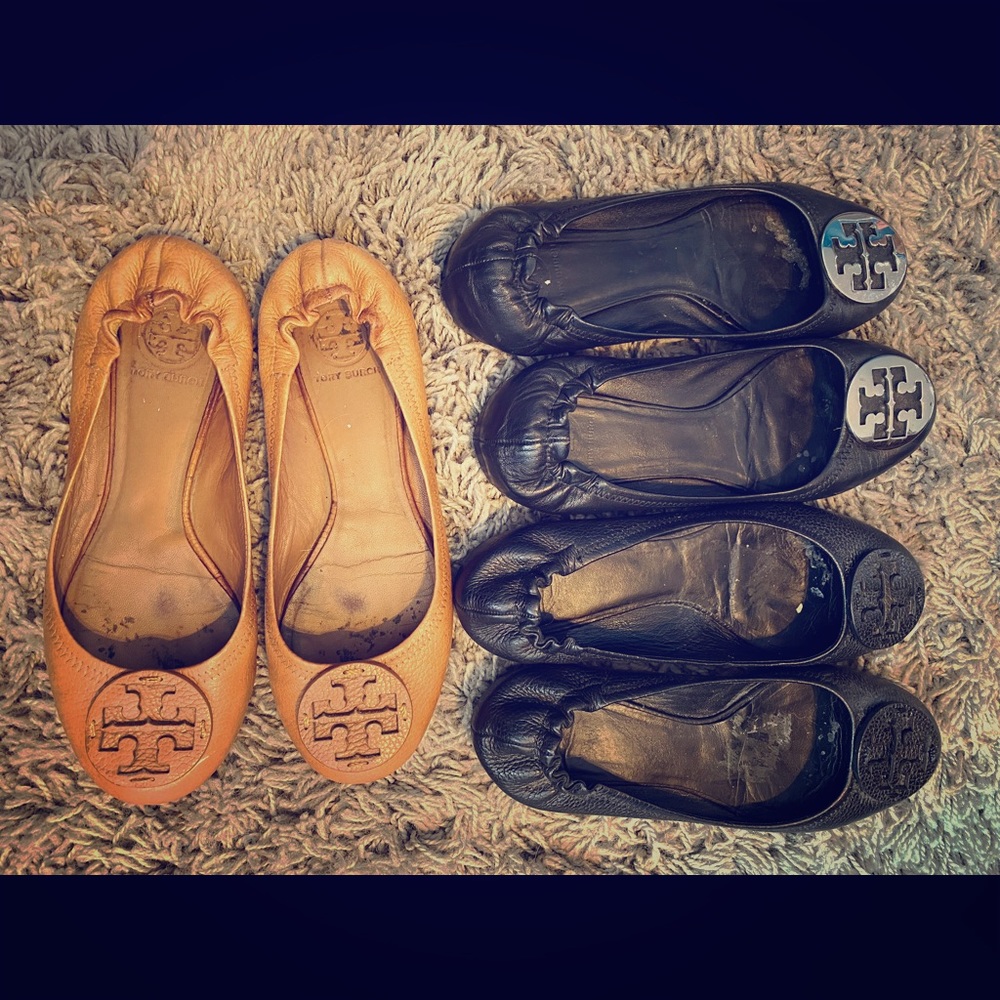 3 pairs of Tory Burch Miller flats